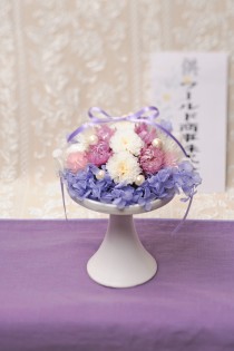 供花　プリザーブドフラワー　Sサイズ（パープル＆ホワイト系）