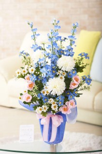 造花アート・アレンジメント　パナマブルー　※抗菌、消臭、防汚などに効果のある光触媒人工植物【送料※一部地域除く・メッセージカード無料】